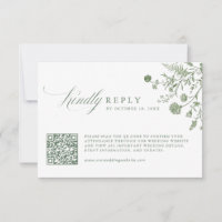Elegant Sage Green Vintage Classic Floral QR Code