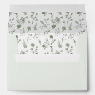 Elegant Sage Green Vintage Classic Floral Wedding Envelope