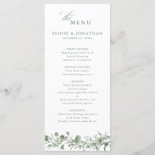 Elegant Sage Green Vintage Classic Floral Wedding Menu