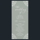 Elegant Sage Green Vintage Classic Wedding Program Programme<br><div class="desc">These elegant sage green wedding programs feature an ornate decorative frame with modern calligraphy. These tea-length wedding programs are flat with a front and back. Your wedding party and thank you message is on the back side. View matching pieces in this sage green wedding collection.</div>