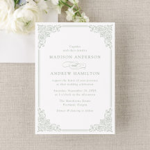 Elegant Sage Green Vintage Ornate Frame Wedding