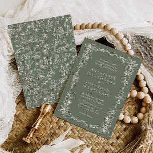 Elegant Sage Green Vintage Victorian Wedding Invitation