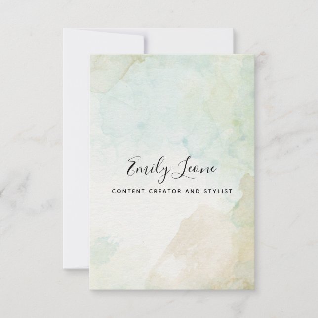 Elegant Sage Green Watercolor Card (Front)