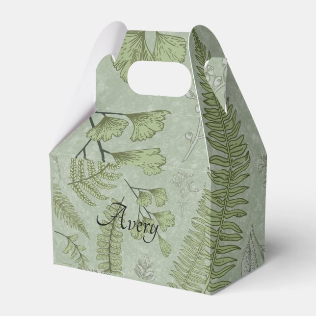 Elegant Sage Green Watercolor Floral  Favour Box (Front Side)