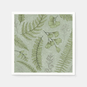 Elegant Sage Green Watercolor Floral Napkin