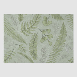Elegant Sage Green Watercolor Floral  Tissue Paper