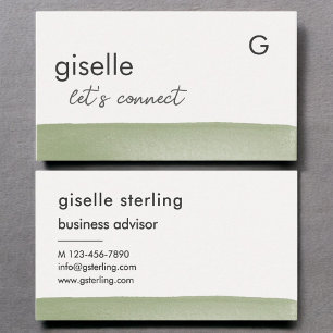 Elegant Sage Green Watercolor Modern Professional Business Card