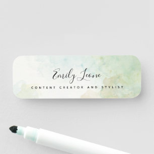 Elegant Sage Green Watercolor Name Tag
