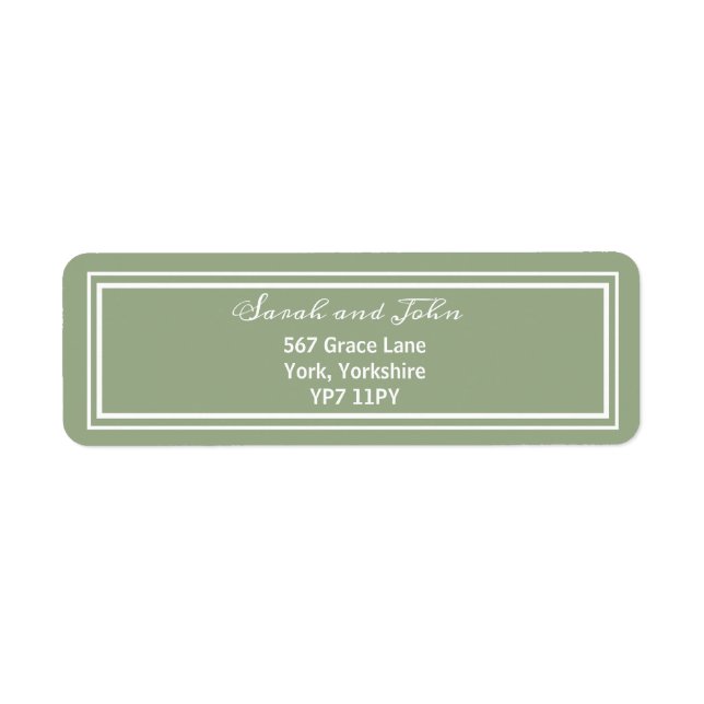 Elegant Sage Green Wedding Address Label (Front)