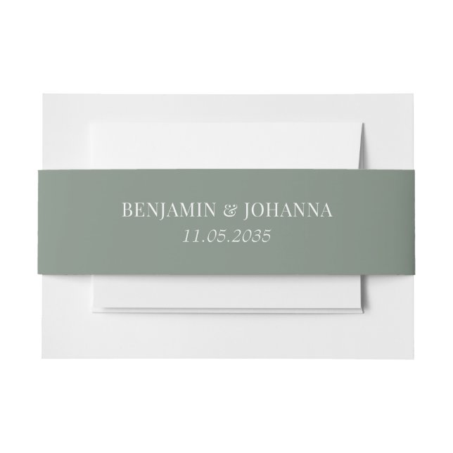 Elegant Sage Green Wedding Custom Invitation Belly Band (Front Example)