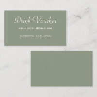 Elegant Sage Green Wedding Drink Voucher Card