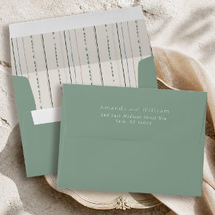 Elegant Sage Green Wedding Envelope with Pattern 
