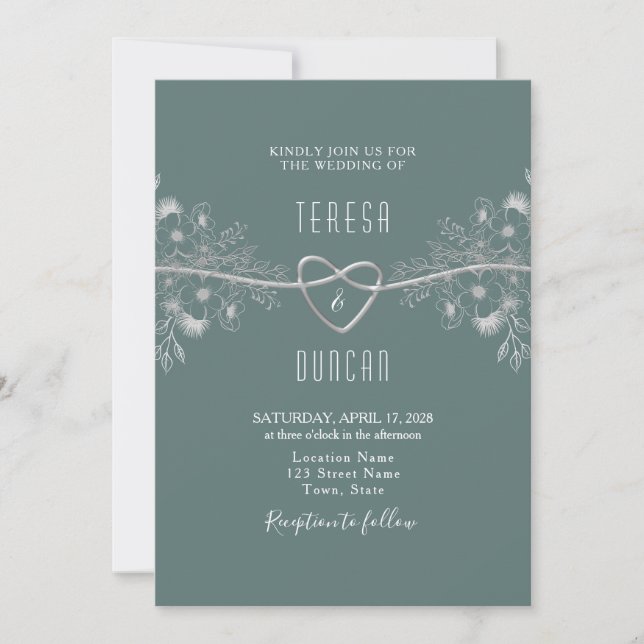 Elegant Sage Green Wedding Invitation (Front)
