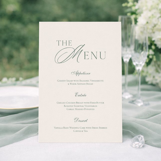Elegant Sage Green Wedding Menu Card  (Creator Uploaded)