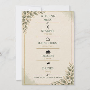 Elegant Sage Green Wedding Menu Invitation