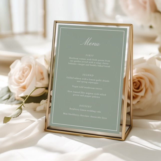 Elegant Sage Green Wedding Menu Script Calligraphy (Creator Uploaded)