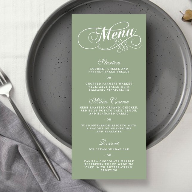 Elegant Sage Green Wedding Menu Templates (Creator Uploaded)