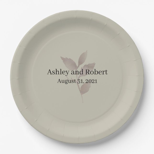 Elegant Sage Green Wedding Paper Plate (Front)