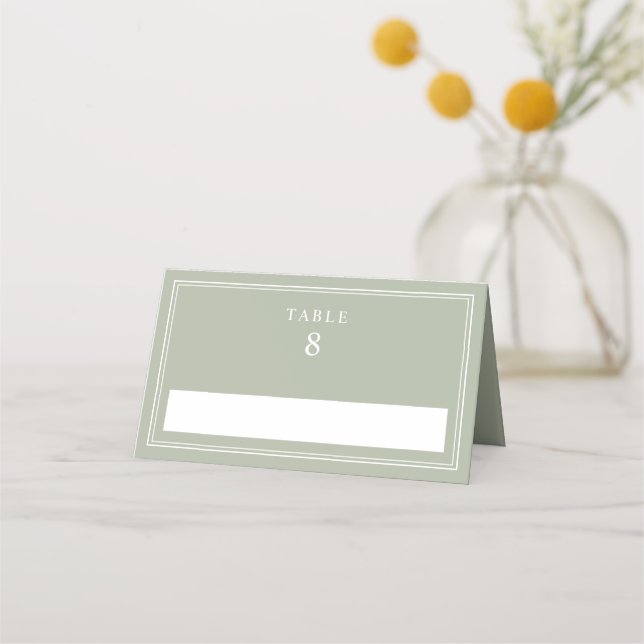 Elegant Sage Green Wedding Place Card (Front)