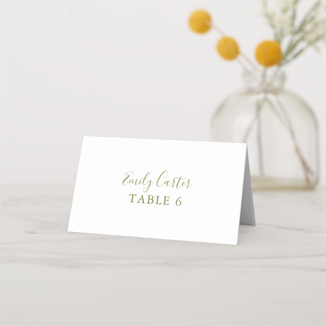Elegant Sage Green Wedding Place Card (Front)