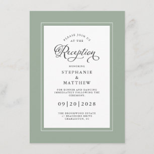 Elegant Sage Green Wedding Reception Chic Borders Enclosure Card