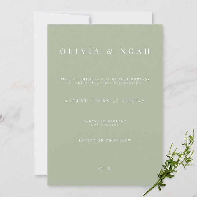Elegant Sage Green Wedding Reception Invitation (Creator Uploaded)