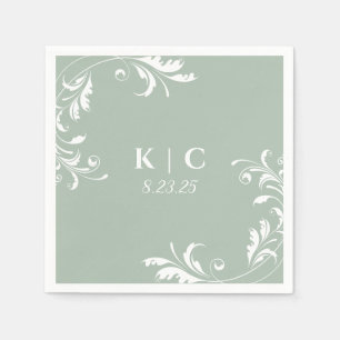 Elegant Sage Green Wedding Reception Napkin