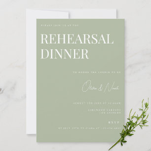 Elegant Sage Green Wedding Rehearsal Dinner Card