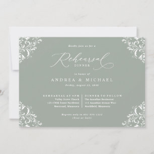 Elegant Sage Green Wedding Rehearsal Dinner Invitation