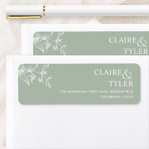 Elegant Sage Green Wedding Return Address Label