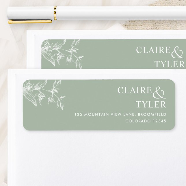 Elegant Sage Green Wedding Return Address Label (Creator Uploaded)