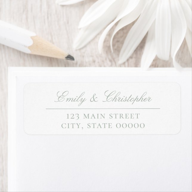 Elegant Sage Green Wedding Return Address Label (Insitu)