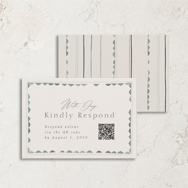 Elegant Sage Green Wedding RSVP Card with QR Code (Creator Uploaded)