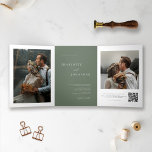 Elegant Sage Green Wedding RSVP Details Photo Tri-Fold Invitation<br><div class="desc">Elegant Sage Green Wedding RSVP Details Photo Tri-Fold Invitation</div>
