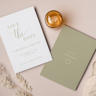 Elegant Sage Green Wedding Save The Date Card