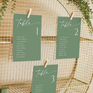 Elegant Sage Green Wedding Seating Chart Cards