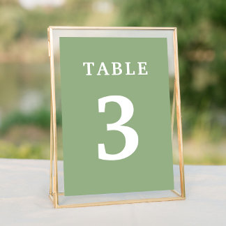 Elegant Sage Green Wedding Table Number