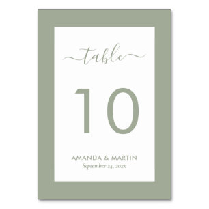 Elegant Sage Green Wedding Table Number