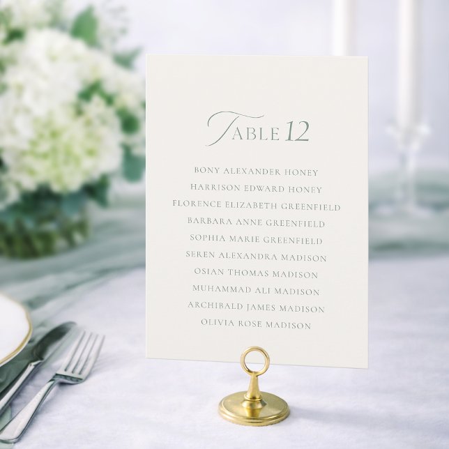 Elegant Sage Green Wedding Table Number Sign 1–19 (Creator Uploaded)