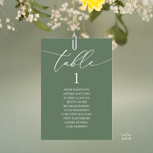 Elegant Sage Green Wedding Table Seating Chart Number