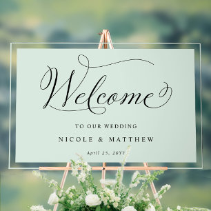 Elegant Sage Green Wedding Welcome Acrylic Sign