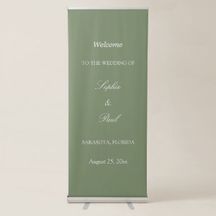 Elegant Sage Green Wedding Welcome Retractable Banner