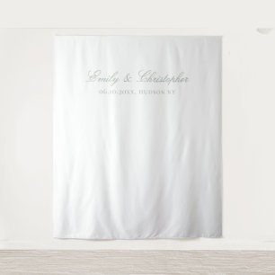 Elegant Sage Green White Classic Wedding Backdrop Tapestry