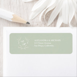 Elegant Sage Green White Crest Monogram Wedding
