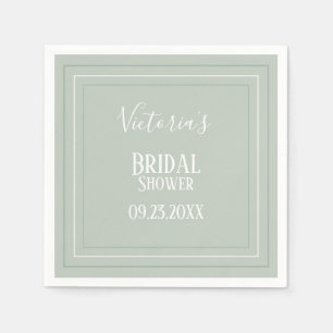 Elegant Sage Green White Modern Bridal Shower Napkin