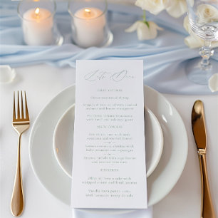 Elegant Sage Green & White Wedding Menu