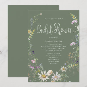 Elegant Sage Green Wildflower Bridal Shower Invitation