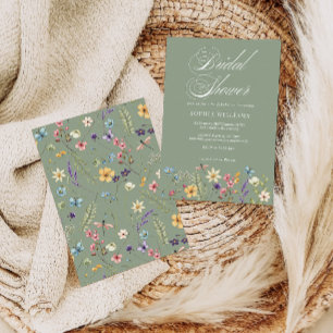Elegant Sage Green Wildflower Bridal Shower Invitation