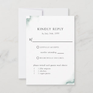 Elegant Sage, Green With or Without Meal RSVP Card
