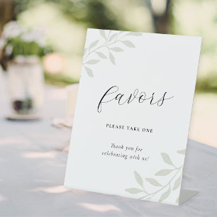Elegant Sage Greenery Wedding Favours Pedestal Sign